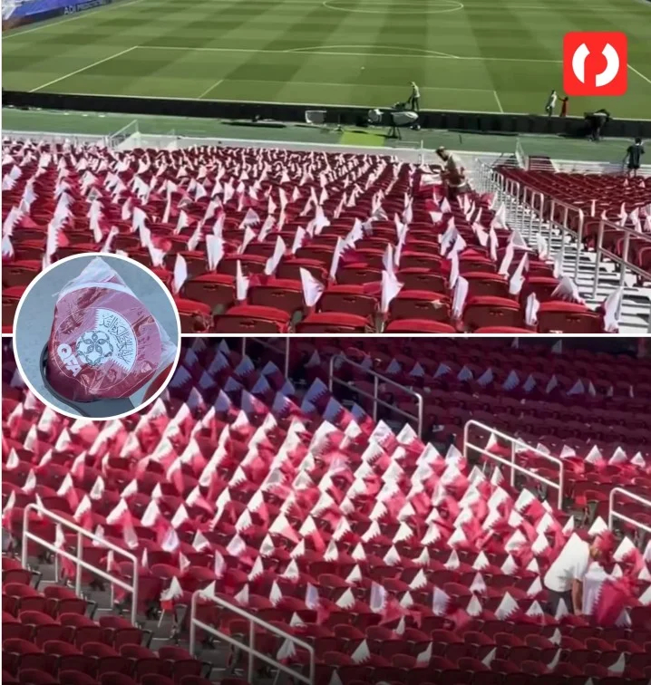 پرچم قطر در ورزشگاه