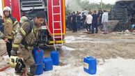 گزارش تصویری از آتش‌سوزی در کارخانه لاستیک‌سازی