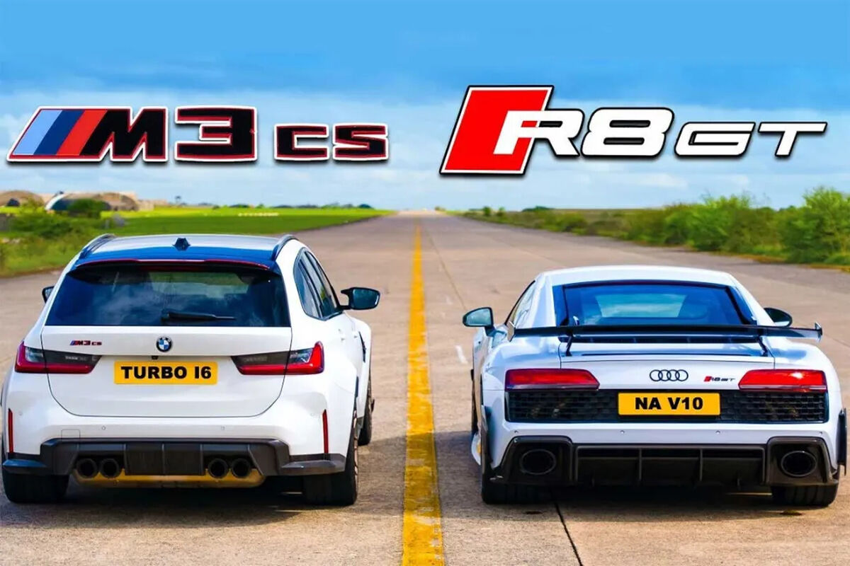 درگ بی‌ام‌و M3 CS و آئودی R8 GT، نبرد استیشن با سوپراسپرت!