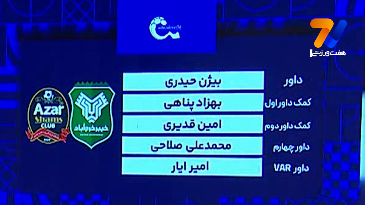  کارشناسی داوری دیدار خیبرخرم آباد  – شمس آذر